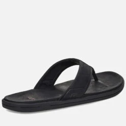UGG Men's Seaside Leather Flip Flops - Black -Vans Shoes Shop 13491561 1004936309264470