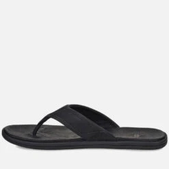 UGG Men's Seaside Leather Flip Flops - Black -Vans Shoes Shop 13491561 4484936310524344