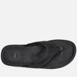 UGG Men's Seaside Leather Flip Flops - Black -Vans Shoes Shop 13491561 5194936309314912
