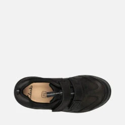 Clarks Kids' Scooter Run School Shoes - Black Leather -Vans Shoes Shop 13523496 1394940442462204