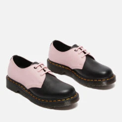 Dr. Martens Women's 1461 Virginia Leather 3-Eye Shoes - Black/Chalk Pink -Vans Shoes Shop 13527880 1514945397360469