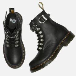 Dr. Martens Women's 1460 Pascal Chain Leather 8-Eye Boots - Black -Vans Shoes Shop 13527915 1534959177313053