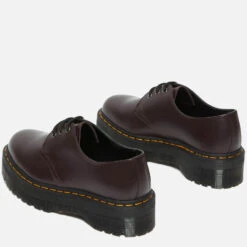 Dr. Martens Women's 1461 Quad Polished Smooth Leather 3-Eye Shoes - Burgundy -Vans Shoes Shop 13527936 8644945860447633