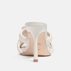 Coach Women's Kellie Leather Heeled Sandals - Chalk -Vans Shoes Shop 13529124 1774977297248511