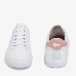 Lacoste Kids' Powercourt 0721 Trainers - White/Pink -Vans Shoes Shop 13559423 1574935522322293