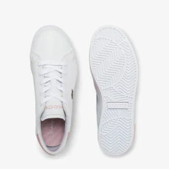 Lacoste Kids' Powercourt 0721 Trainers - White/Pink -Vans Shoes Shop 13559423 1714935522276798