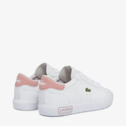 Lacoste Kids' Powercourt 0721 Trainers - White/Pink -Vans Shoes Shop 13559423 2014935522234108