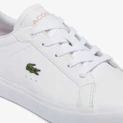 Lacoste Kids' Powercourt 0721 Trainers - White/Pink -Vans Shoes Shop 13559423 2084935522364707