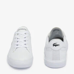Lacoste Kids' Powercourt Trainers - White -Vans Shoes Shop 13559455 8624935523118028