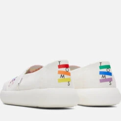 TOMS Women's Alpargata Mallow Pumps - White Canvas/Love Unites Embroidery -Vans Shoes Shop 13624883 2124961762009682
