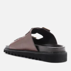 Walk London Men's Jaws Leather Double Strap Sandals - Brown -Vans Shoes Shop 13629880 1104952712156183