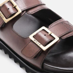 Walk London Men's Jaws Leather Double Strap Sandals - Brown -Vans Shoes Shop 13629880 2344952712281928