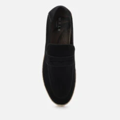 Walk London Men's Cannes Suede Saddle Espadrilles - Black -Vans Shoes Shop 13629886 7694952712461211