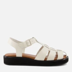 Dune Women's Loch Leather Fisherman Sandals - Ecru