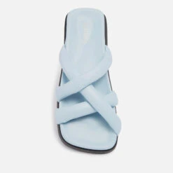 ALOHAS Women's Slip On Cross Leather Sandals - Baby Blue -Vans Shoes Shop 13637631 1874960692210549