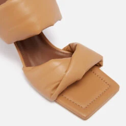 ALOHAS Women's Twist Leather Heeled Sandals - Camel -Vans Shoes Shop 13637715 1154960692347760