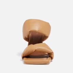 ALOHAS Women's Twist Leather Heeled Sandals - Camel -Vans Shoes Shop 13637715 4415052433566417