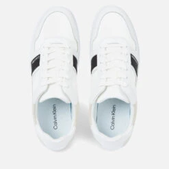 Calvin Klein Men's Low Top Mix Trainers - Triple White -Vans Shoes Shop 13638534 9085037968933310
