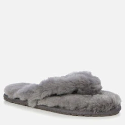 EMU Australia Women's Pitta Sheepskin Slippers - Charcoal -Vans Shoes Shop 13642054 4184958873544156