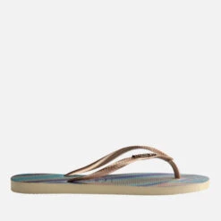 Havaianas Women's Slim Iridescent Flip Flops - Sand Grey -Vans Shoes Shop 13664912 3305047546166532