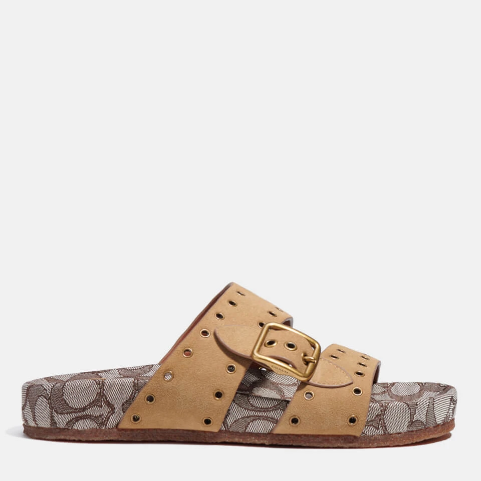 Coach Women's Ally Suede Double Strap Sandals - Peanut/Oak 1 Coach Women's Ally Suede Double Strap Sandals - Peanut/Oak