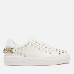 Guess Women's Renatta Faux Leather Low Top Trainers - Milk