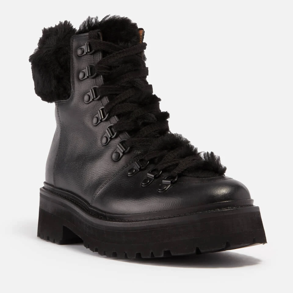 Grenson Nettie Shearling-Trimmed Leather Hiking-Style Boots 2 Grenson Nettie Shearling-Trimmed Leather Hiking-Style Boots - Image 2