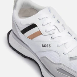 BOSS Men's Jonah Mesh And Faux Leather Trainers -Vans Shoes Shop 13802027 6765003715584592