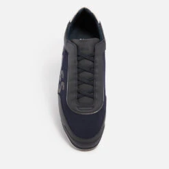 BOSS Saturn Faux Suede And Faux Leather-Trimmed Canvas Trainers -Vans Shoes Shop 13802051 3934991831001954