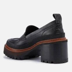 See By Chloé Mahalia Textured-Leather Heeled Loafers -Vans Shoes Shop 13831779 9094985812683315