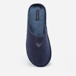 Emporio Armani Logo-Embroidered Chenille Slippers -Vans Shoes Shop 13836078 8315003961912426