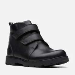 Clarks Kids' Heath Leather Velcro Boots -Vans Shoes Shop 13859728 2084985799712113