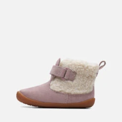 Clarks Toddlers Roamer Moon Suede And Faux Fur Boots -Vans Shoes Shop 13860085 1674986072671241