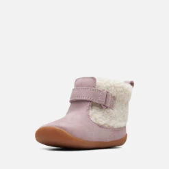 Clarks Toddlers Roamer Moon Suede And Faux Fur Boots -Vans Shoes Shop 13860085 8594986072748545