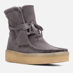 Clarks Originals Wallabee Faux Fur-Lined Suede Boots -Vans Shoes Shop 13889656 8155054828411265