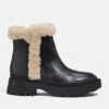 Coach Jane Leather And Shearling Chelsea Boots