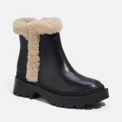 Coach Jane Leather And Shearling Chelsea Boots -Vans Shoes Shop 13891948 7534989444686097