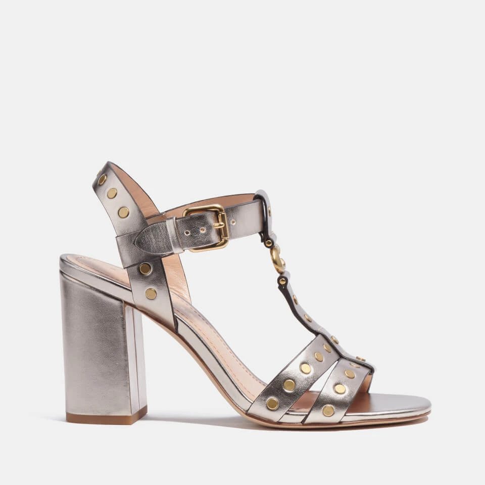 Coach's Margaret Metallic Leather Heeled Sandals 1 Coach's Margaret Metallic Leather Heeled Sandals