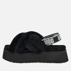 UGG Disco Cross Suede And Sheepskin Slipper Sliders -Vans Shoes Shop 13897281 3534978546646595