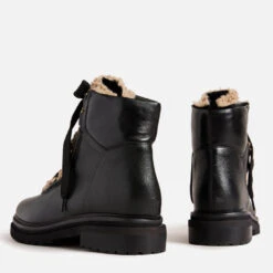 Ted Baker Mosie Leather And Faux Shearling-Blend Boots -Vans Shoes Shop 13942261 1934998041509557