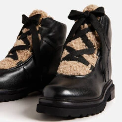 Ted Baker Mosie Leather And Faux Shearling-Blend Boots -Vans Shoes Shop 13942261 3264998041456643