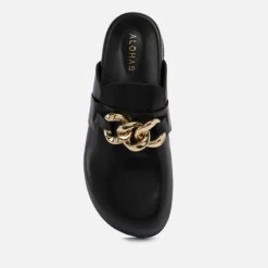 ALOHAS Fireplace Chain-Embellished Leather Loafers -Vans Shoes Shop 13947019 1234996707819747