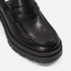 Dune Grounded Leather Heeled Loafers -Vans Shoes Shop 13949767 1304986156133242