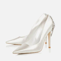 Dune Bluebell Satin Heeled Court Shoes -Vans Shoes Shop 13949830 1464986151332495