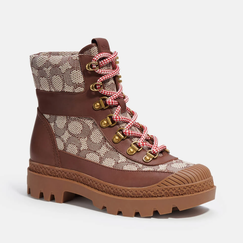 Coach Talia Jacquard, Suede And Leather Lace-Up Boots 2 Coach Talia Jacquard, Suede And Leather Lace-Up Boots - Image 2