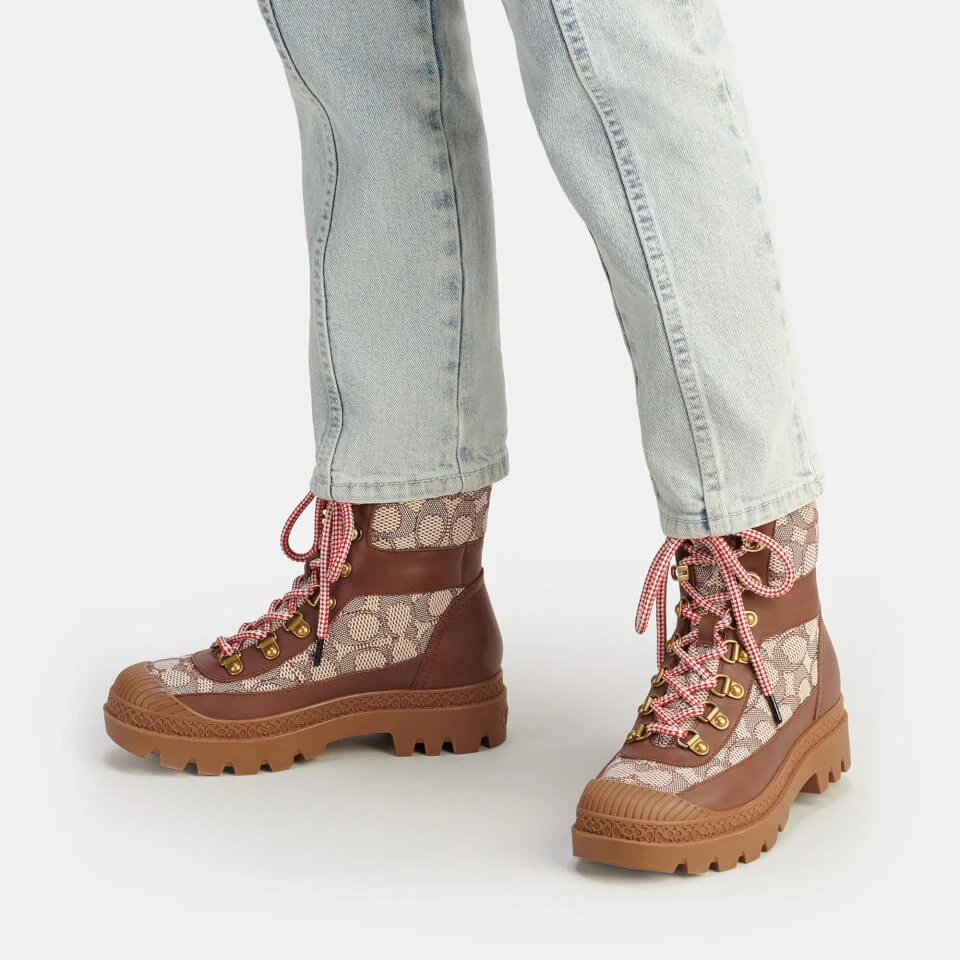 Coach Talia Jacquard, Suede And Leather Lace-Up Boots 5 Coach Talia Jacquard, Suede And Leather Lace-Up Boots - Image 5