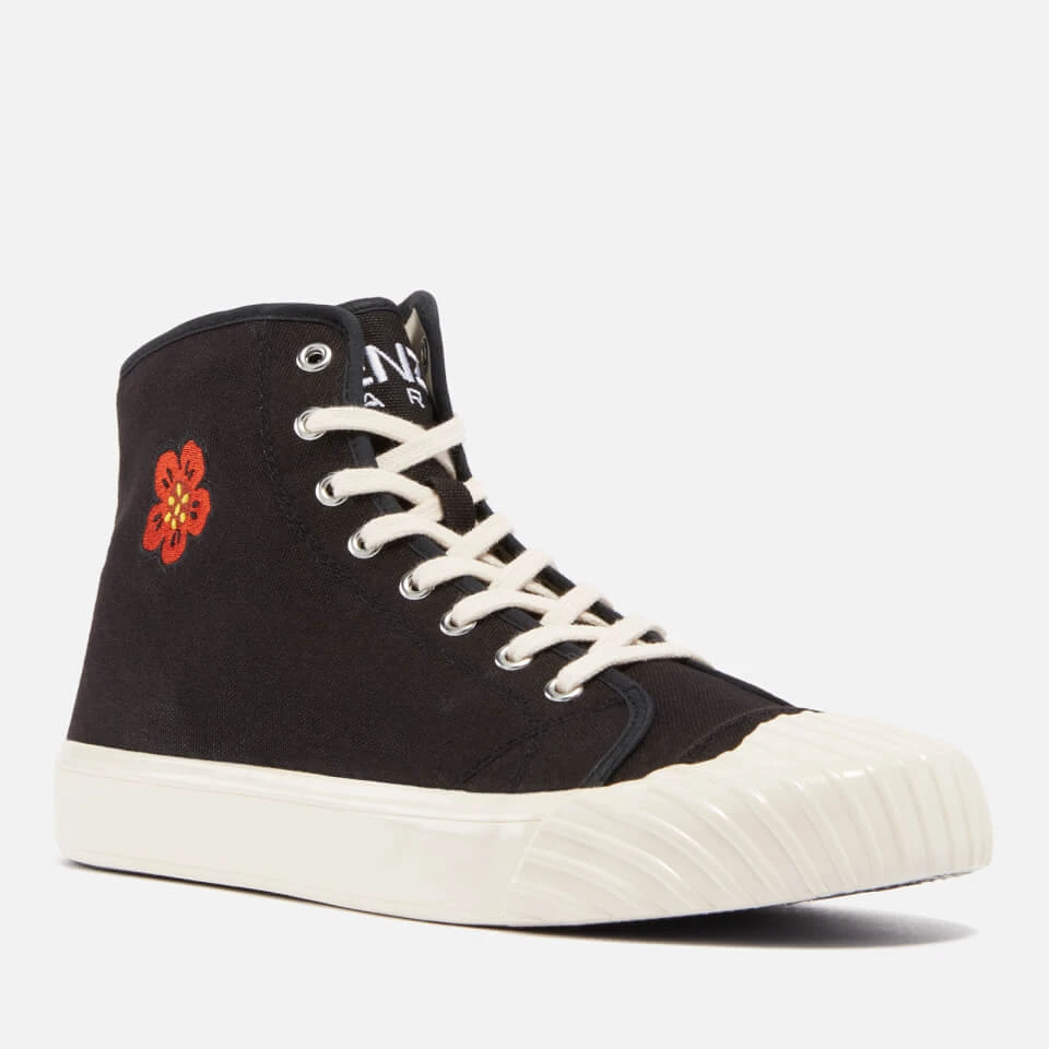 KENZO School Logo-Embroidered Canvas High-Top Trainers 2 KENZO School Logo-Embroidered Canvas High-Top Trainers - Image 2