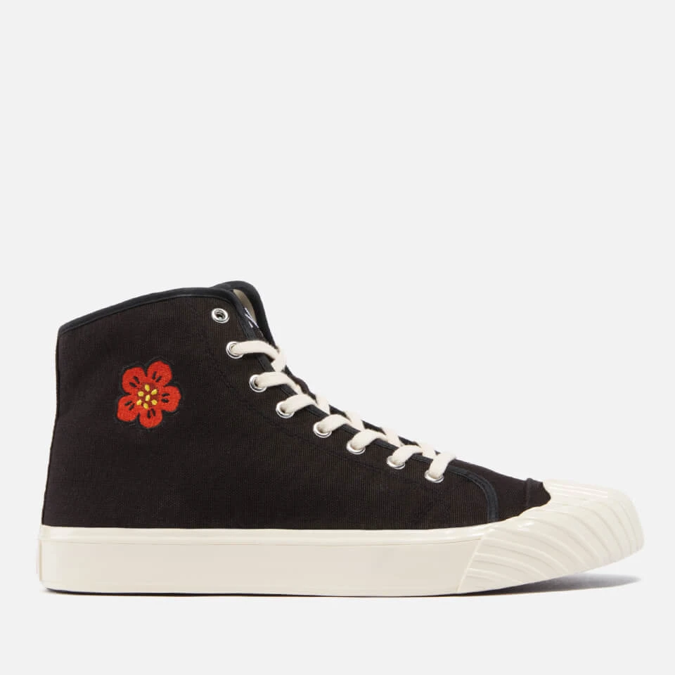 KENZO School Logo-Embroidered Canvas High-Top Trainers 1 KENZO School Logo-Embroidered Canvas High-Top Trainers