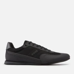 BOSS Rusham Faux Leather And Mesh Trainers