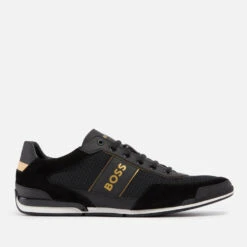 BOSS Men's Saturn Faux Leather And Mesh Trainers